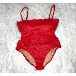 J Crew Cut Out Bandeau One Piece Swimsuit in Terry Coral Size 22 -BK548